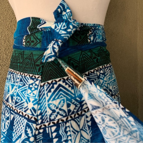 🌺”Tapa Designs” Vintage Barkcloth Hawaiian Wrap Skirt One Size 🌺 - Picture 9 of 12